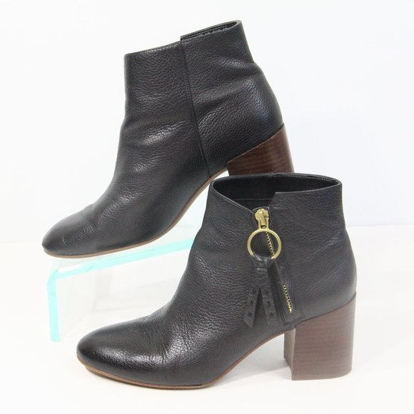 Franco Sarto Boots sz 8 Women Callahan Leather Bootie Block Heel - Picture 3 of 10